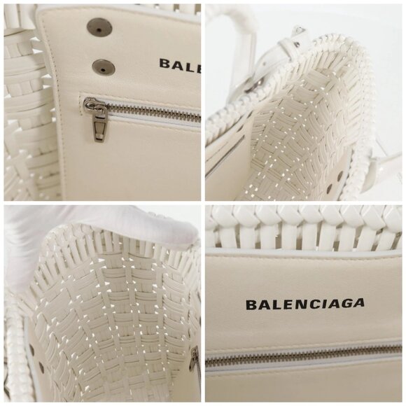 BALENCIAGA Bistro XS Hand Bag Enamel 2way White Silver - Picture 14 of 15